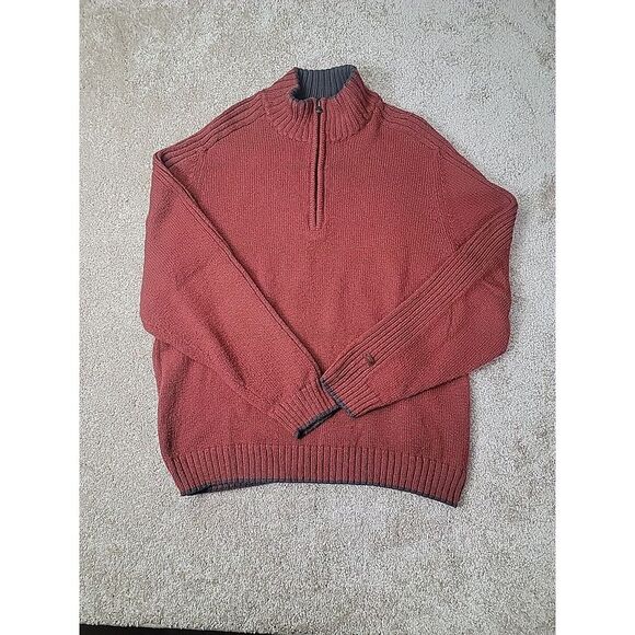 Columbia‎ Mens 1/4 Zip Knit Sweater Long Sleeve Orange Size XL Cotton Poly 100 - Picture 1 of 14